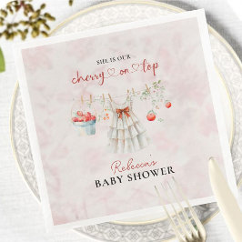 Servilleta De Papel De Cena Coquette de moras rosadas en Baby Shower superior