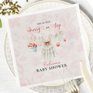 Servilleta De Papel De Cena Coquette de moras rosadas en Baby Shower superior