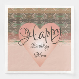 Servilleta De Papel De Cena Coral De Corazón Y Peach Flowered