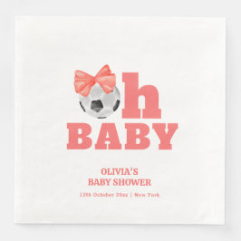 Servilleta De Papel De Cena Coral Peach Oh Baby Bow Soccer Sport Baby Shower