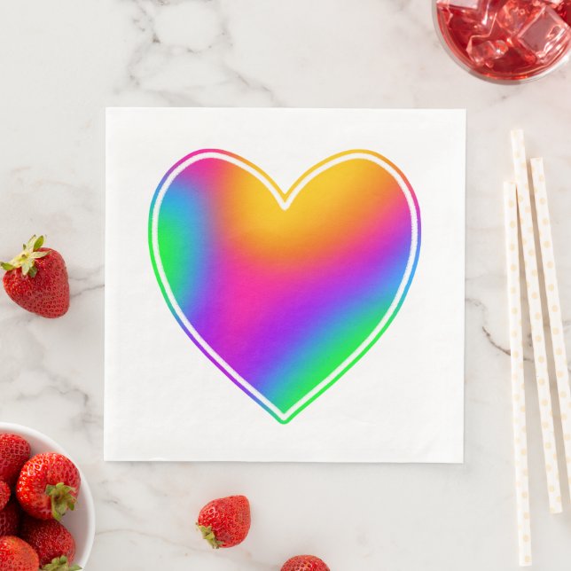 Servilleta De Papel De Cena Corazón Arcoíris (In situ)