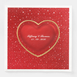 Servilleta De Papel De Cena Corazón de amor rojo elegante | Boda