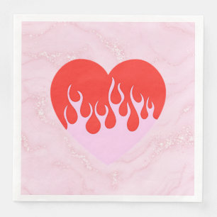 Servilleta De Papel De Cena Corazón de Fuego