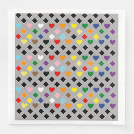 Servilleta De Papel De Cena Corazones arcoiris