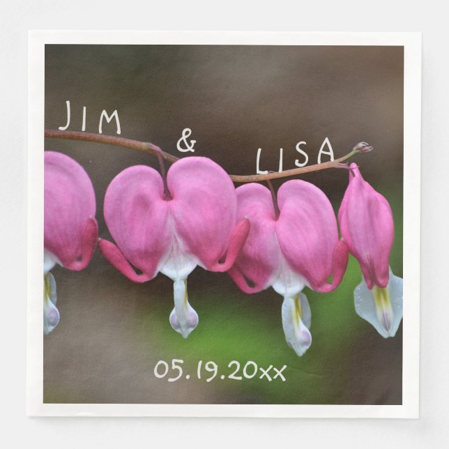 Servilleta De Papel De Cena Corazones Bodas rosadas (Anverso)