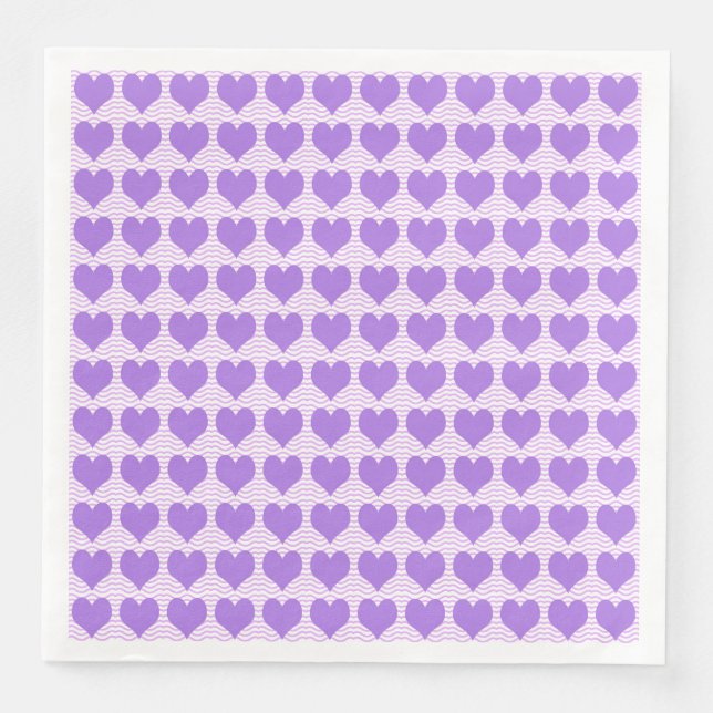 Servilleta De Papel De Cena Corazones púrpuras (Anverso)