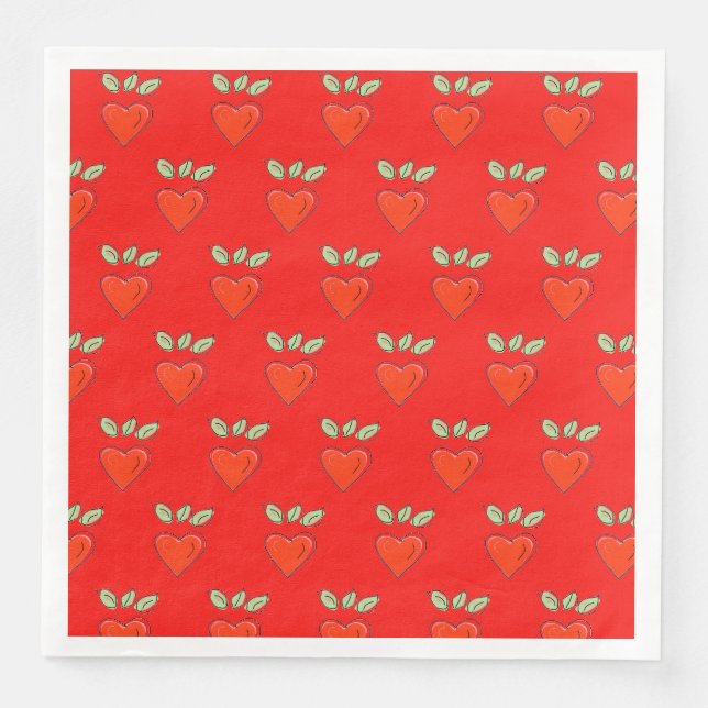 Servilleta De Papel De Cena Corazones rojos de San Valentín (Anverso)