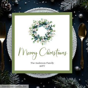 Servilleta De Papel De Cena Corona de Navidad Moderna Chic Boho en Tonos Neutr
