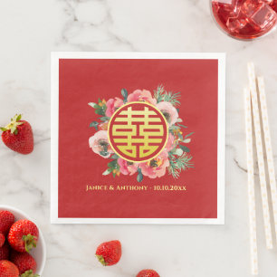 Servilleta De Papel De Cena Corona floral rosa moderna boda china