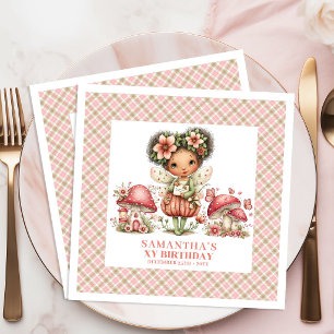 Servilleta De Papel De Cena Cortecito floral de cumpleaños de Hada Rosa Cottag