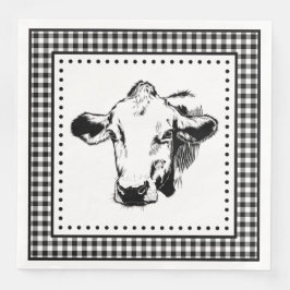 Servilleta De Papel De Cena Cow Gingham Farmhouse