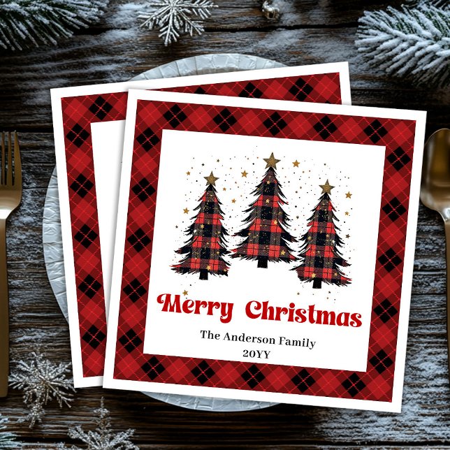 Servilleta De Papel De Cena Cozy Buffalo Christmas Napkin Personalized (Cozy Buffalo Christmas Napkin Personalized)