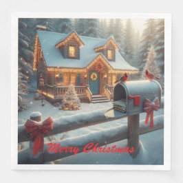 Servilleta De Papel De Cena Cozy Christmas Cabin Winter Wonderland
