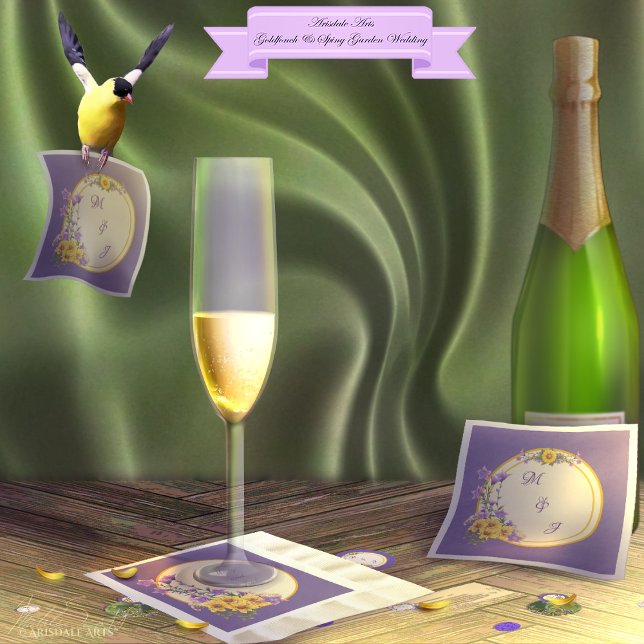 Servilleta De Papel De Cena Crema de bodas de jardín de primavera (Spring into your wedding with Arisdale Arts Goldfinch Garden and Spring Garden Collection set.)