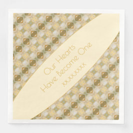 Servilleta De Papel De Cena Crema De Oro Y Verde Con Gris