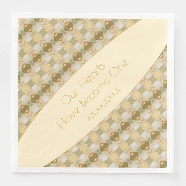 Servilleta De Papel De Cena Crema De Oro Y Verde Con Gris (Anverso)