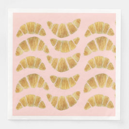 Servilleta De Papel De Cena Croissant Rosa Acuarela