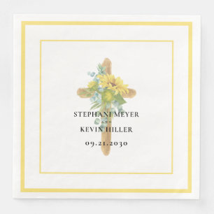 Servilleta De Papel De Cena Cruz de madera de girasol Papel de boda Cena