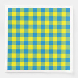 Servilleta De Papel De Cena Cuadro Escocés Azul Amarillo Verde Patrón de Cuadr
