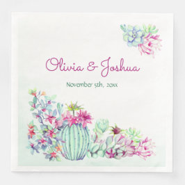 Servilleta De Papel De Cena Cuadros Bodas de acuarela y suculentos