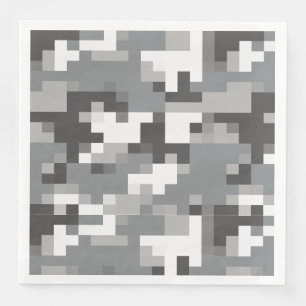 Servilleta De Papel De Cena Cuadros de cena de papel de camo digital en blanco