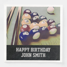 Servilleta De Papel De Cena Cuadros de cumpleaños masculinos de billar manipul