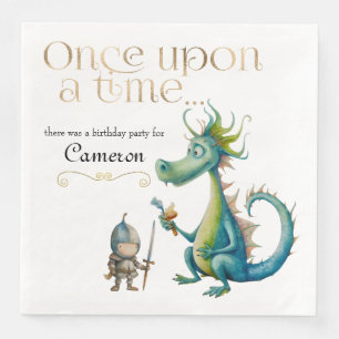 Servilleta De Papel De Cena Cuento de Hadas Clásico Infantil Dragón y Caballer