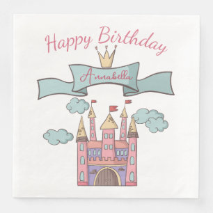 Servilleta De Papel De Cena Cuento de Hadas Princesa Castillo Nombre Personali