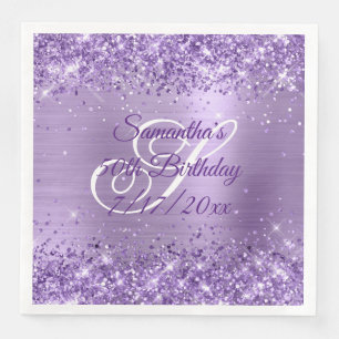 Servilleta De Papel De Cena Cumpleaños 50 Glittery Light Purple