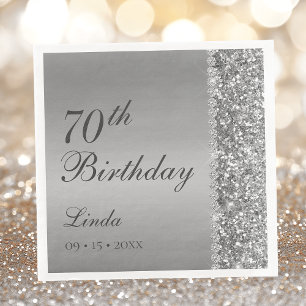 Servilleta De Papel De Cena Cumpleaños 70 Elegante Plata