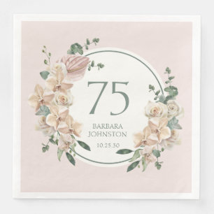 Servilleta De Papel De Cena Cumpleaños 75 Tropical Floral