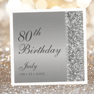 Servilleta De Papel De Cena Cumpleaños 80 Elegante Plata