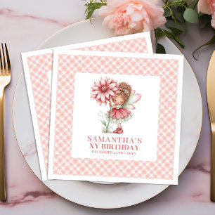 Servilleta De Papel De Cena Cumpleaños caprichoso de la niña hada Blush rosa 1