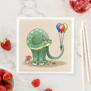 Servilleta De Papel De Cena Cumpleaños de Dinosaurios y Globos