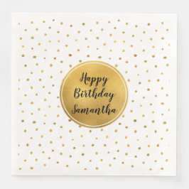 Servilleta De Papel De Cena Cumpleaños de los puntos blancos de oro