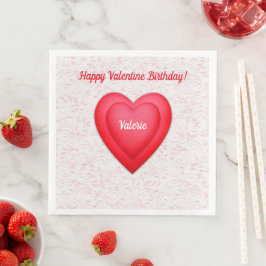 Servilleta De Papel De Cena Cumpleaños de San Valentín Corazones Rojos Elegant