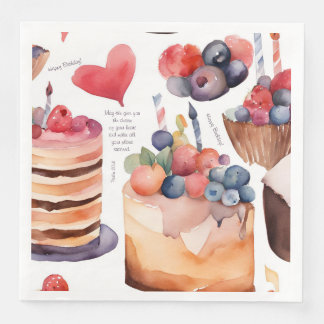 Servilleta De Papel De Cena Cumpleaños del postre | Color múltiple