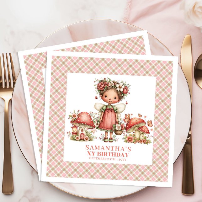 Servilleta De Papel De Cena Cumpleaños Fiesta Mágica Hada Bosque Encantado (Enchanted Forest Fairy Magical Party Birthday Napkins)