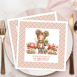 Servilleta De Papel De Cena Cumpleaños Mágico de Hada Brillante Rosa Celebrar