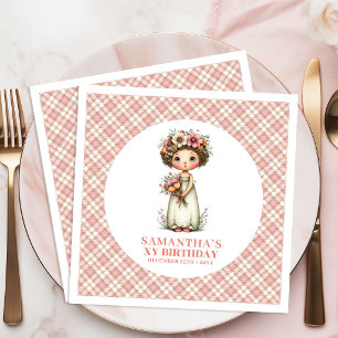 Servilleta De Papel De Cena Cumpleaños Mágico de Hadas Florales Rosa 2do. Fies