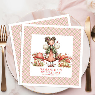 Servilleta De Papel De Cena Cumpleaños Mágico Hada Caprichoso Jardín Rosa