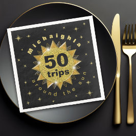 Servilleta De Papel De Cena Cumpleaños negro de oro
