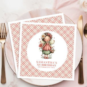 Servilleta De Papel De Cena Cumpleaños número 2 de Hada Rosa Lindo y Caprichos