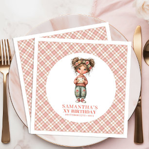 Servilleta De Papel De Cena Cumpleaños número 3 de Blush Floral Fairy Whimsy