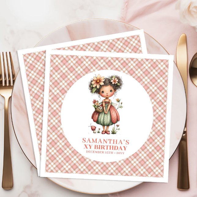 Servilleta De Papel De Cena Cumpleaños número 6 de Hada Rosa Caprichosa (Whimsical Blush Pink Fairy 6th Birthday Party Napkins)