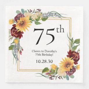 Servilleta De Papel De Cena Cumpleaños número 75 girasoles