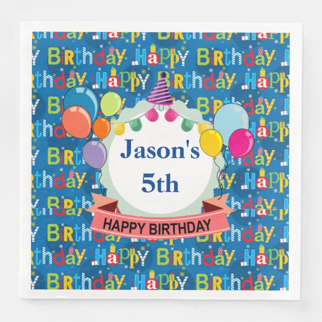 Servilleta De Papel De Cena Cumpleaños personalizado (Anverso)