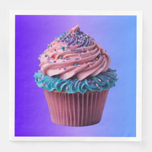 Servilleta De Papel De Cena Cupcake de vainilla rosa y azul