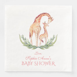 Servilleta De Papel De Cena Cute acuarela Giraffe Chica Baby Shower