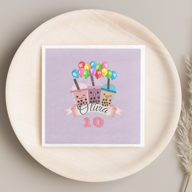 Servilleta De Papel De Cena Cute Boba Tea Napkins Celebración de cumpleaños (Subido por el creador)